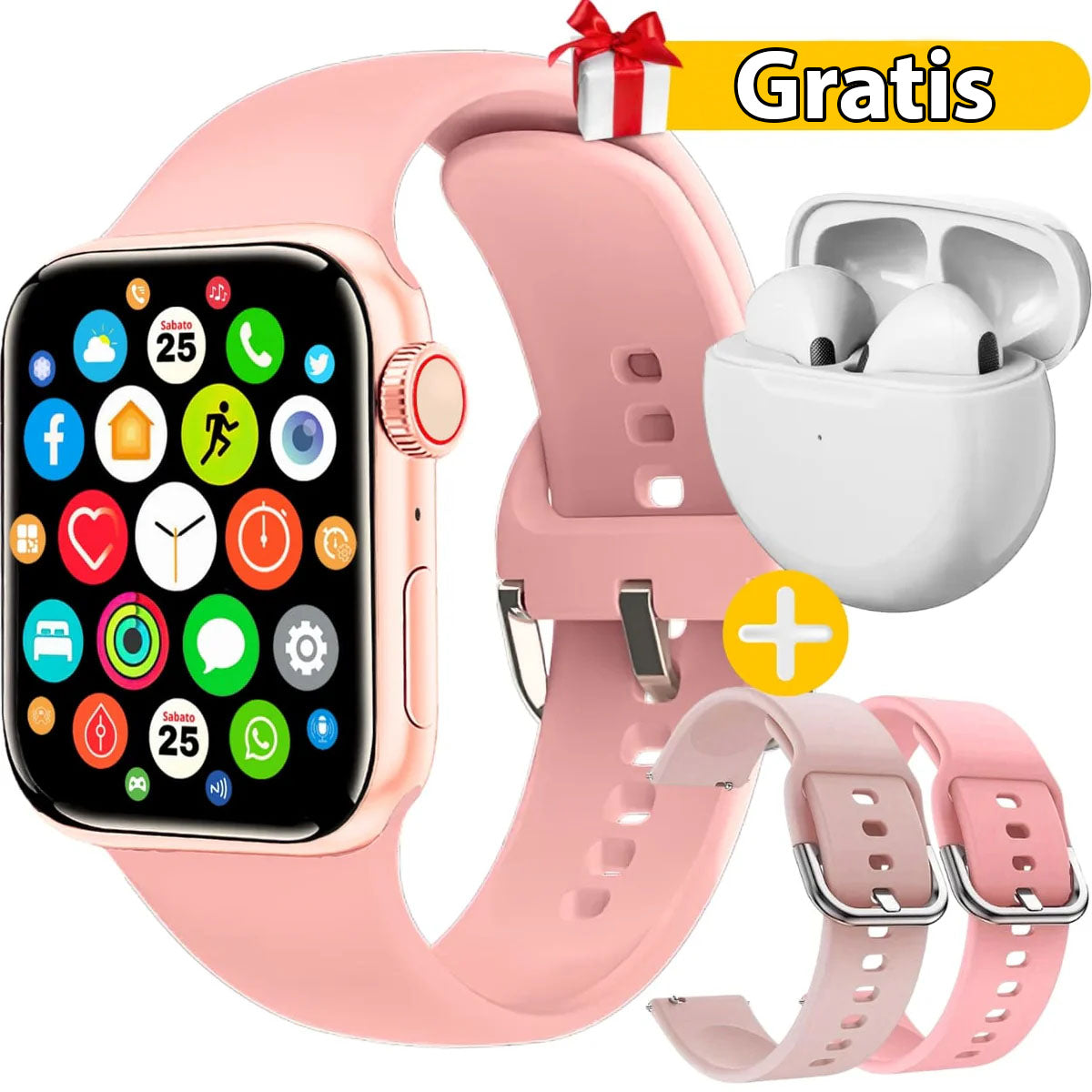 SMARTWATCH INTELIGENTE T500 + 2 MANILLAS GRATIS + AURICULARES INALÁMBRICOS GRATIS 🎁