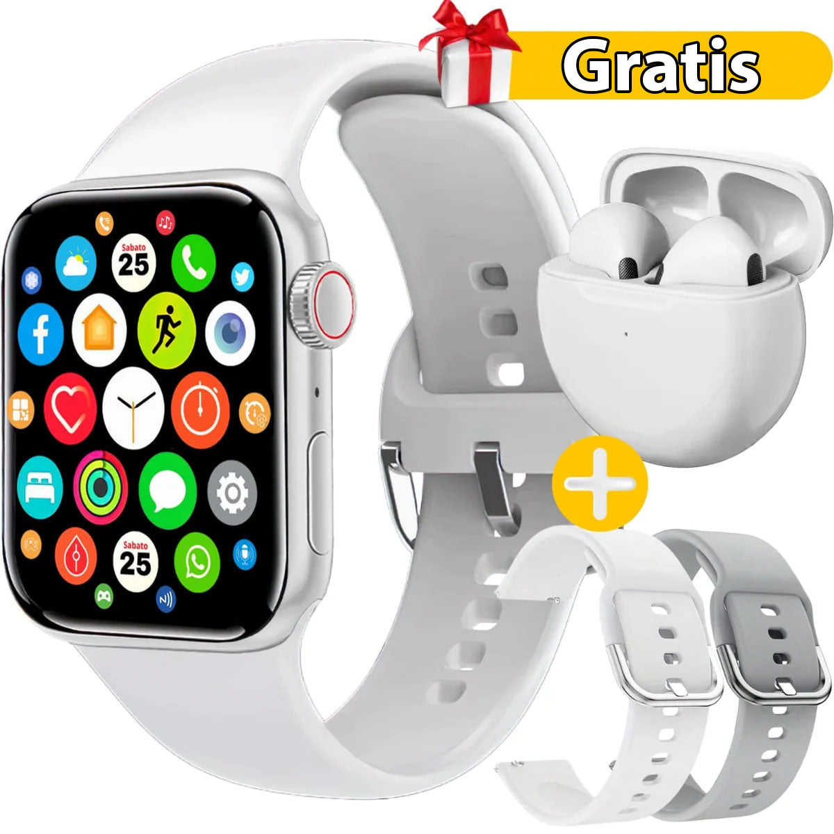 SMARTWATCH INTELIGENTE T500 + 2 MANILLAS GRATIS + AURICULARES INALÁMBRICOS GRATIS 🎁