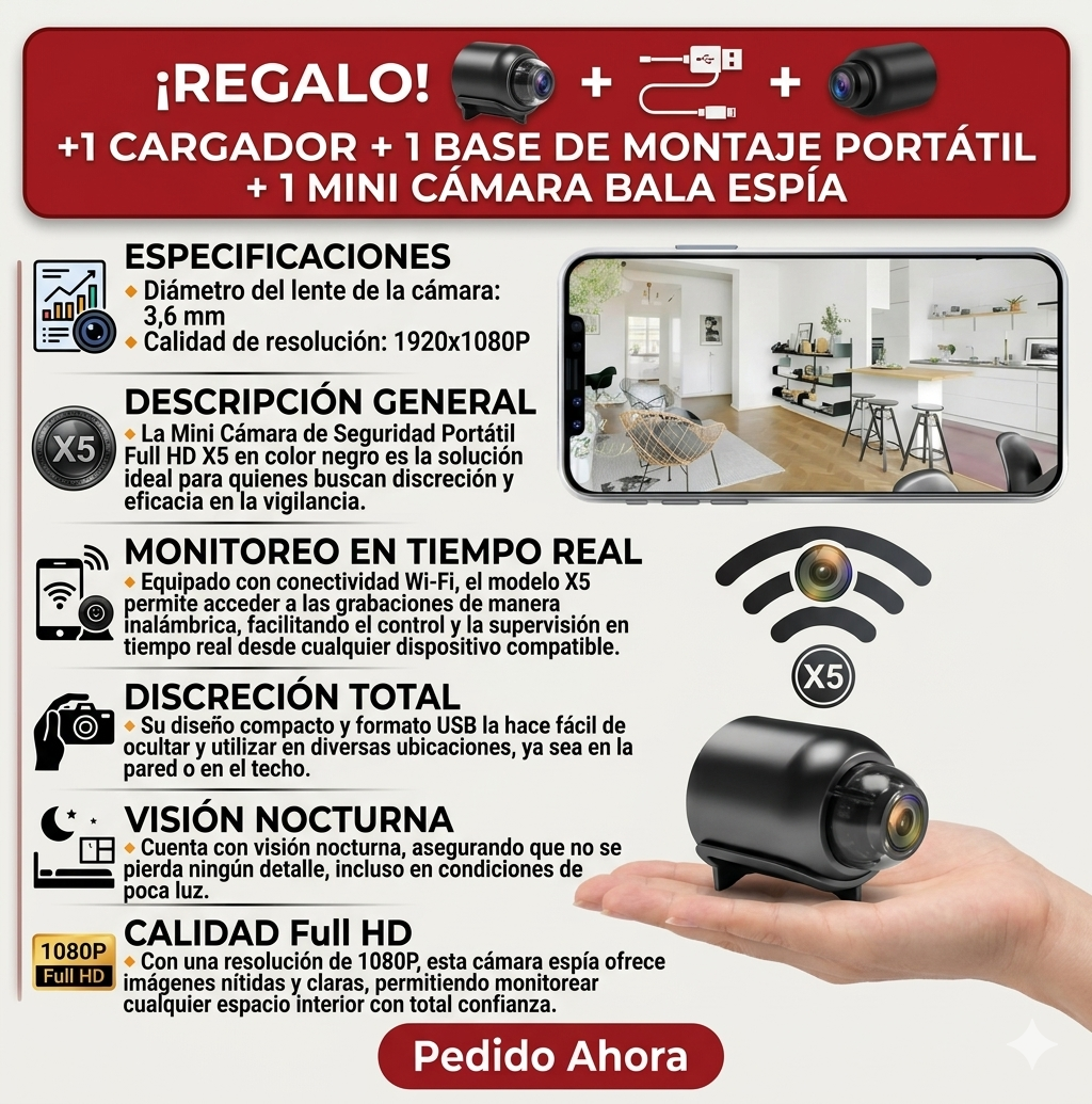 SecureBala™ Mini Cámara de Seguridad – Monitoreo en tiempo real